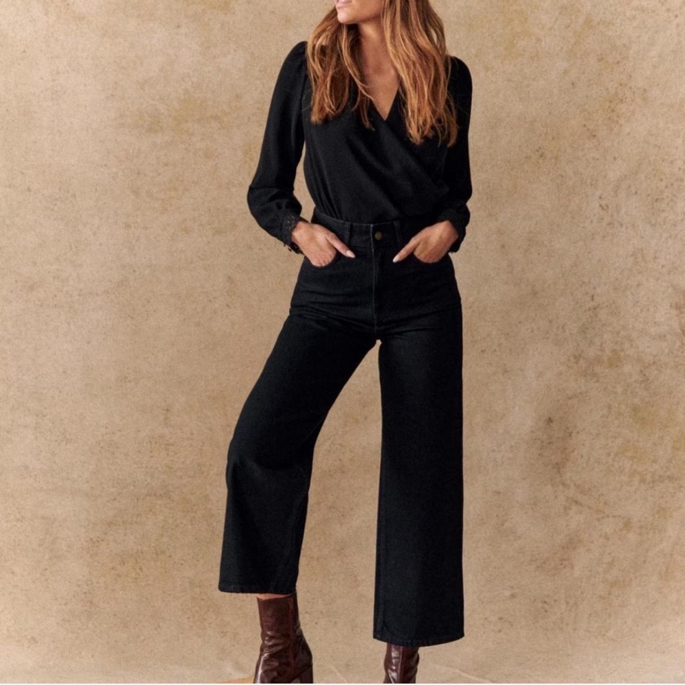 Sezane le Crop - denim black jeans